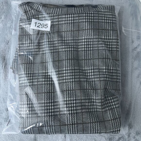 Sonja Betro Sheath Mini Dress Houndstooth Puff Sleeves Womens Gray Size X Large - Picture 13 of 13